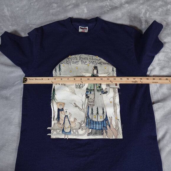 Vintage Angels From Above Doodle Art T Shirt Mens M Slim Fit Made In USA 90s - Picture 6 of 7